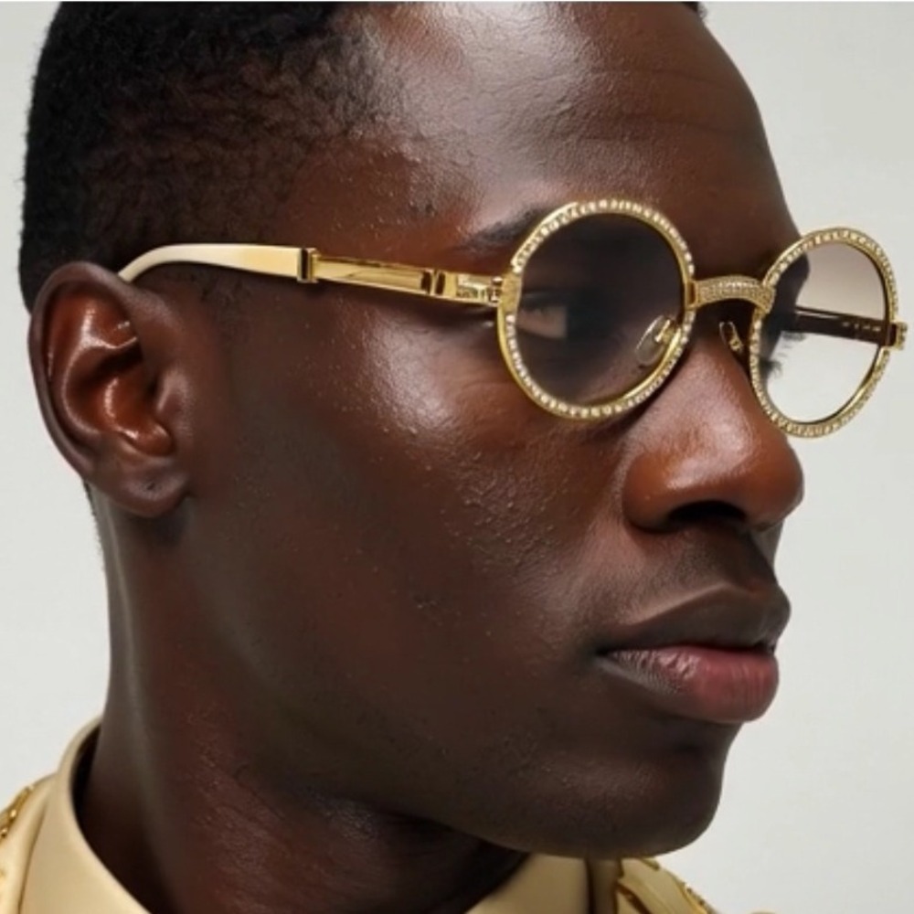 Rhinestone Sunglasses Clear‎ Eyeglasses Marble Arms Elegant Men Street Glasses